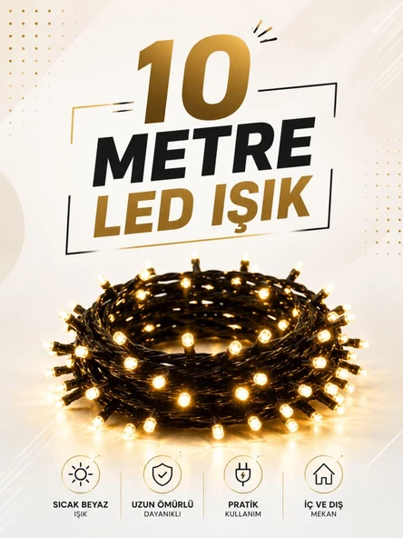 10 Metre LED Işıklı Dekoratif Parti ve Kutlama Aydınlatması ürün görseli 1