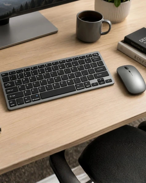 Şarjlı Kablosuz Klavye Ve Mouse Seti Kompakt Taşınabilir Tasarım ürün görseli 1