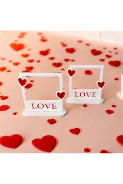 Kalpli Dekoratif Mini Fotoğraf Çerçevesi | 3D Baskı Modern Tasarım | Masa Üstü LOVE Frame | ürün görseli 1
