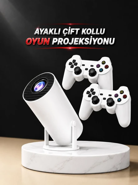 Projeksiyon Cihazı Video Oyun Konsolu Projektör Taşınabilir Ayaklı Çift Kollu 4K Çözünürlüklü ürün görseli 1