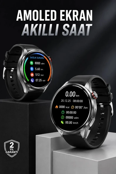 Akıllı Saat Bluetooth Bağlantılı Amoled Ekran Uyku Ve Sağlık Takibi ürün görseli 1