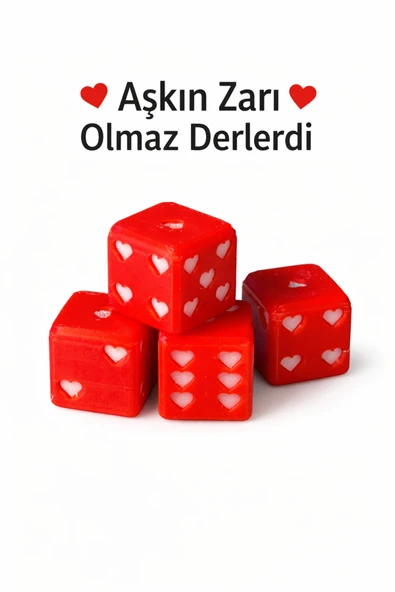 Kalpli Zar Seti | Aşk Temalı Dekoratif Zar | Romantik Masa & Hediye Süsü ürün görseli 1