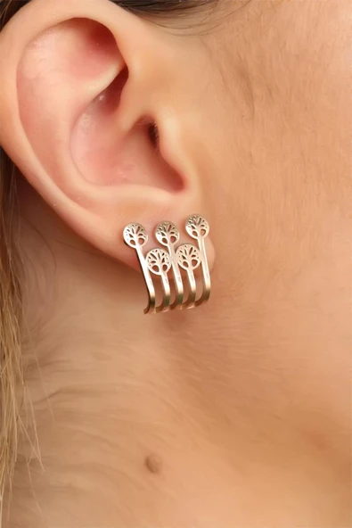 Rose Renk Ağaçlı Bayan Küpe - Resim 2