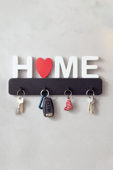 Home Kalp Şeklinde Anahtar Askılığı – Duvar Tipi Dekoratif Anahtarlık Organizer ürün görseli 1