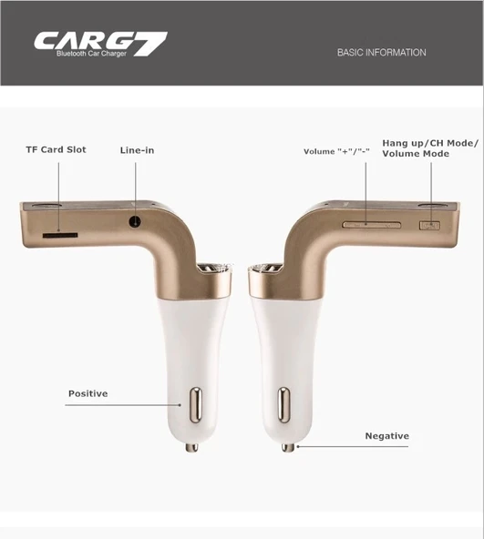 Carg7 Bluetooth Araç Fm Transmitter Usb Girişli - Resim 2