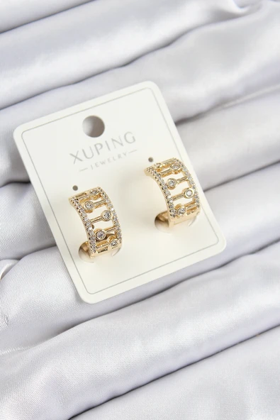 Xuping Zirkon Taşlı Çit Halka Model Gold Renk Kadın Küpe ürün görseli 1