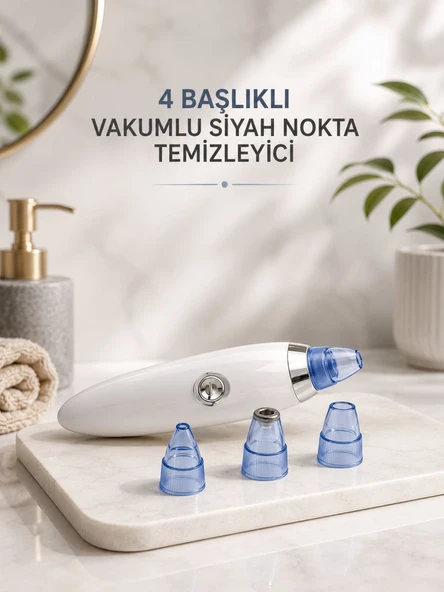 Yeni Nesil Vakumlu Pilli Siyah Nokta ve Yüz Temizleme Cihazı 4 Başlıklı ürün görseli 1