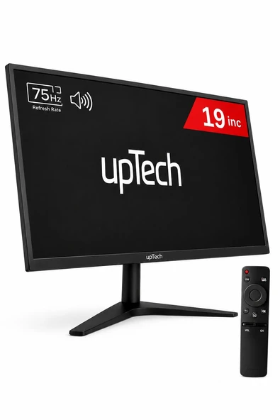 UPTECH 19" LED Monitör 75Hz 5ms Dahili Hoparlörlü Uzaktan Kumandalı HDMI VGA Geniş Ekran ürün görseli 1