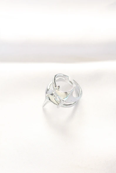Yıldız Model Silver Renk Ayarlanabilir Yüzük - Resim 3