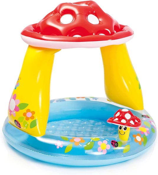 Mantar Gölgelikli Şişme Bebek Havuzu 102x89 cm UV Korumalı Çocuk Oyun Havuzu ürün görseli 1