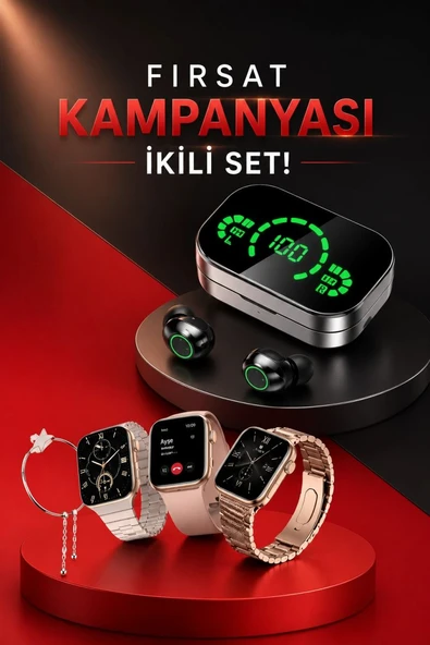 Yeni Nesil Kaliteli Akıllı Saat Ve Kablosuz Bluetooth Kulaklık Yüksek Ses Kaliteli ürün görseli 1