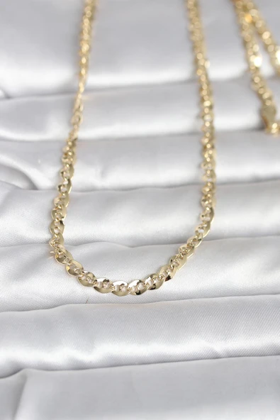 CM 14K Gold Renk Yassı Oval Zincirli Model 60 cm Kadın Kolye ürün görseli 1