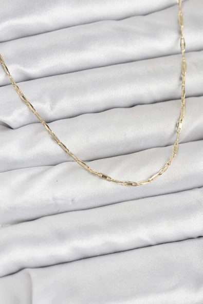 CM 14K Gold Renk Pirinç Ataç Zincir 60 cm Kadın Kolye ürün görseli 1
