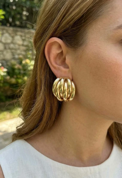Pirinç Gold Renk Vintage Kadın Küpe ürün görseli 1