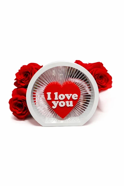 I Love You Yazılı Kalpli Dekoratif Masa Süsü | Romantik Hediye & Ev Ofis Dekoru ürün görseli 1