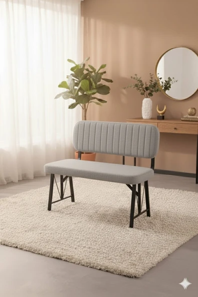 Elfin Mutfak , Yemek Odası Bahçe Balkon Otel Restoran Kafe Bench, Puf, Sırtlı Bench -1 Adet Gri ürün görseli 1