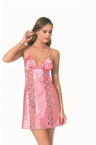 Amora Secret  Pembe Kısa Saten Gecelik ürün görseli 1