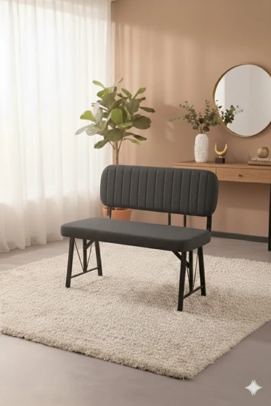 Elfin Mutfak , Yemek Odası Bahçe Balkon Otel Restoran Kafe Bench, Puf, Sırtlı Bench -1 Adet Antrasit ürün görseli 1