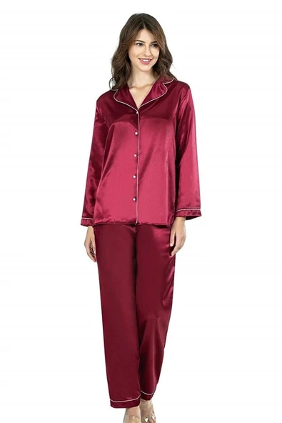 Amora Secret  Bordo İkili Saten Gecelik Pijama Takımı 7647 ürün görseli 1