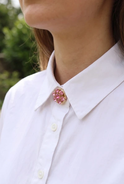 Pembe Zirkon Taşlı Düğme veya Manşet Broşu ürün görseli 1