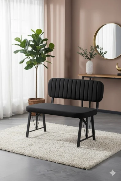 Elfin Mutfak , Yemek Odası Bahçe Balkon Otel Restoran Kafe Bench, Puf, Sırtlı Bench -1 Adet Siyah ürün görseli 1