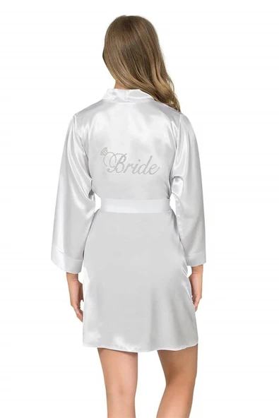 Amora Secret  Ekru Kısa Saten Bride Sabahlık ürün görseli 1