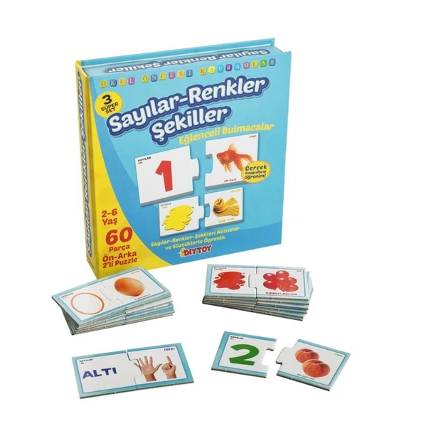 1444 DıyToy, Eğlenceli Bulmacalar - Sayılar - Renkler - Şekiller / 2-6 yaş ürün görseli 1