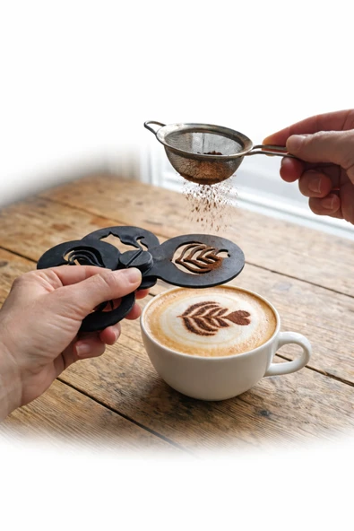 15 Parça Kahve Süsleme Şablon Seti Latte Art Stencil | Cappuccino Kahve Desen Şekil Kalıbı | ürün görseli 1