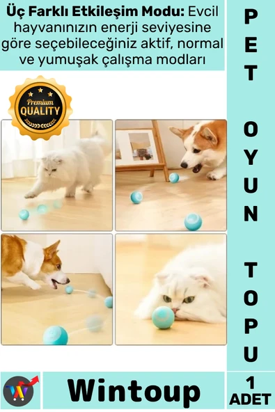 #Oyun Otomatik Akıllı Hareketli Sessiz Zıplayan USB Şarjlı İnteraktif Kedi Köpek Şarjlı Oyun Topu ürün görseli 1