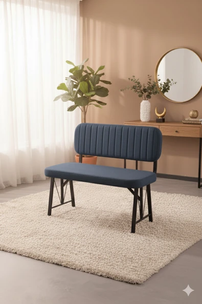 Elfin Mutfak , Yemek Odası Bahçe Balkon Otel Restoran Kafe Bench, Puf, Sırtlı Bench -1 Adet Lacivert ürün görseli 1