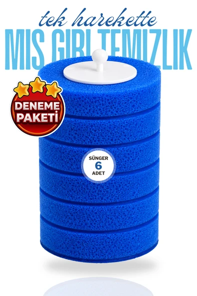 6 Adet (1 Paket) Deterjanlı Tek Kullanımlık Tuvalet Temizleme Yedek Süngeri, Yedek Başlığı, Yedek Ka ürün görseli 1