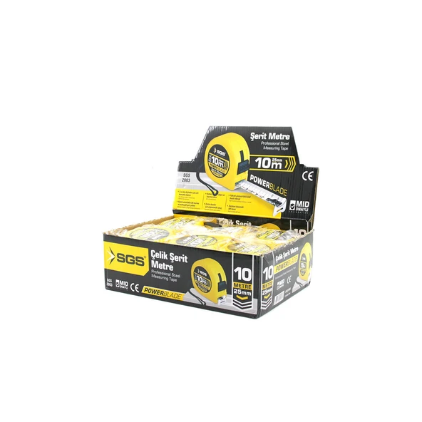 12 ADET 10MT X 25MT STOPLU ŞERİT METRE (5067) - Resim 3