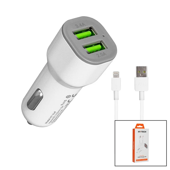 İPHONE - KABLOLU  OTO - ARAÇ ÇAKMAKLIK ŞARJ BAŞLIK SET  3.1A - 15.5W - 1MT KABLO  HY-X44 (5067) ürün görseli 1