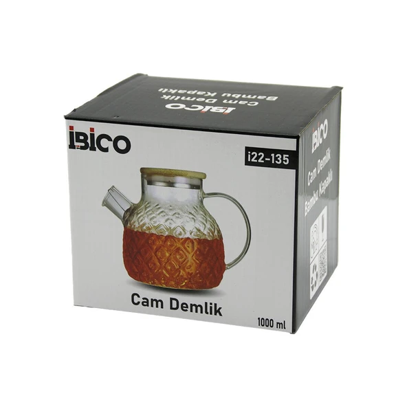 1000ML ABARTMA DESEN CAM DEMLİK   BAMBU DIŞ YÜZEY - METAL İÇ YÜZEY - SİLİKON CONTALI KAPAK (5067) ürün görseli 1
