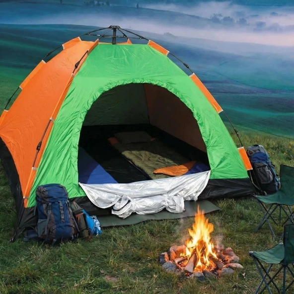 6 Kişilik Otomatik Kurulum Kamp Çadırı – Outdoor Aile, Doğa, Suya Dayanıklı Hızlı Kurulum Çadır 220x250x160 cm (5067) ürün görseli 1