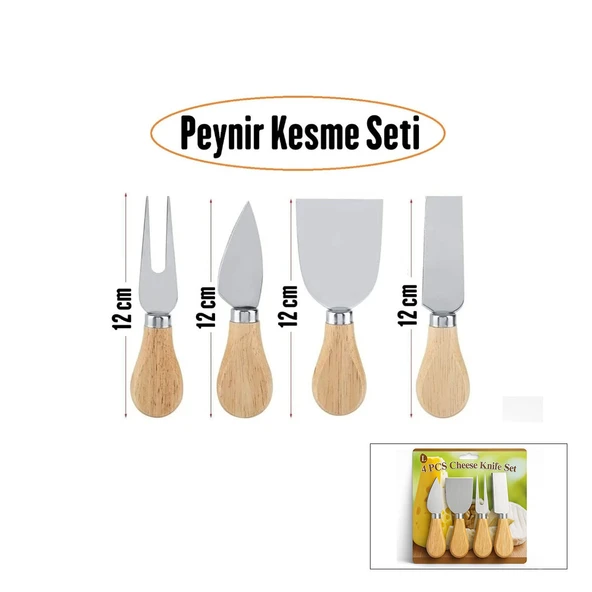CHEESE KNİFE SET 4PCS PEYNİR BIÇAK SETİ AHŞAP BAMBU SAPLI (5067) ürün görseli 1