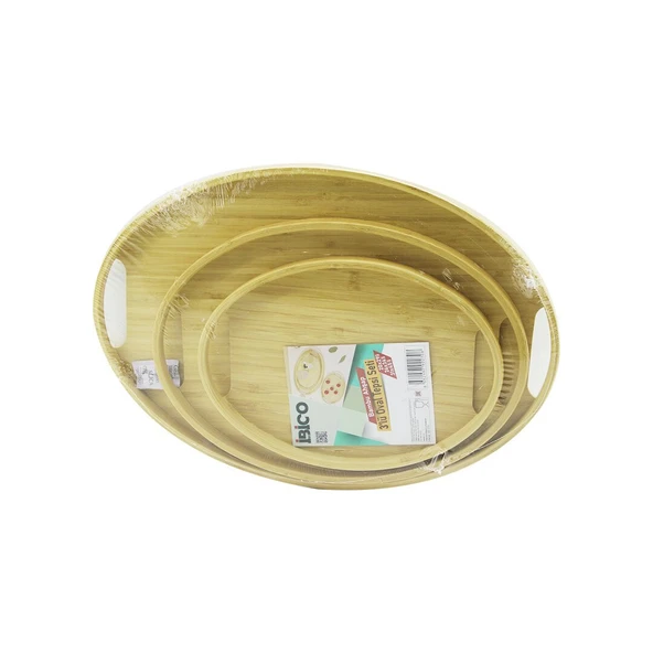 OVAL - 3 BOY BAMBU AHŞAP TEPSİ SETİ 20X29--26X36--31X45CM (5067) ürün görseli 1