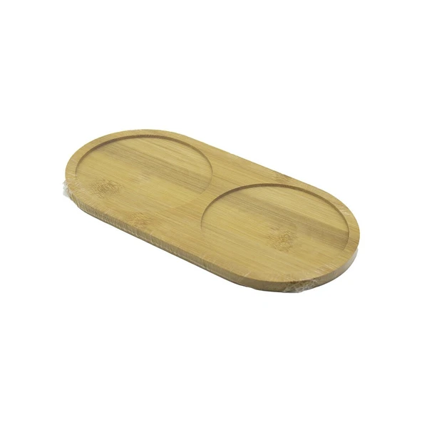 2 BÖLMELİ   OVAL  AHŞAP BAMBU YAĞDANIK ALTLIK  12X24X0.8CM (5067) ürün görseli 1