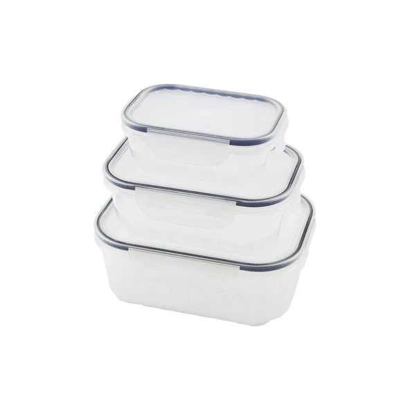 3PCS QUİCK SIZDIRMAZ SAKLAMA KABI SETİ ŞEFFAF KAP - BUĞULU-CONTALI KAPAK  500-1000-1700ML (5067) ürün görseli 1