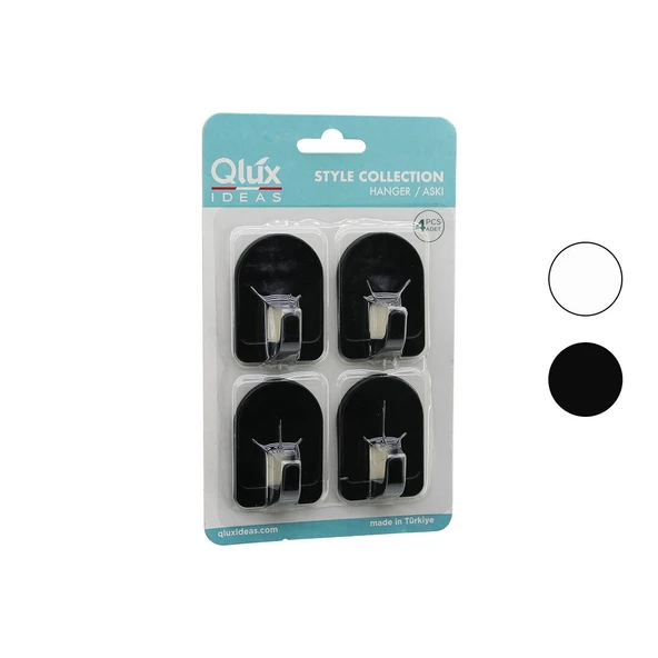 QLUX L-00950 4PCS DOME ASKI NO-2 KUBBELİ - SİYAH - BEYAZ - PLASTİK ASKI YAPIŞKANLI MONTAJ (5067) ürün görseli 1