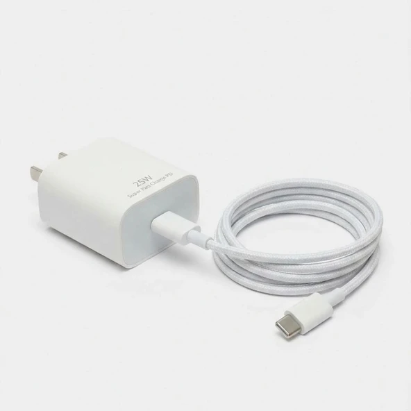 25W Hızlı Şarj Adaptörü USB-C to Type-C Kablolu – PD Destekli, Süper Hızlı Şarj Cihazı (5067) ürün görseli 1