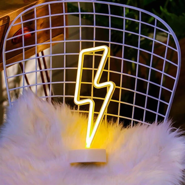 Dekoratif Şimşek Şeklinde Pilli Neon Led Lamba Süs Masa Lambası (5067) ürün görseli 1