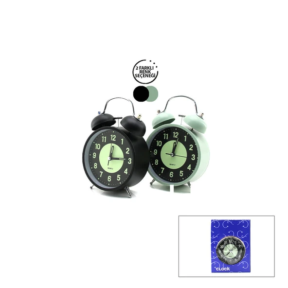ALARM CLOCK NO-847 YUVARLAK MASA ÇALAR SAAT METAL KASA RENKLİ PİLLİ - IŞIKLI - FOSFORLU ÇAP: 11CM BGC-37 HERHANGİ BİR RENK GÖNDERİLİR (5067) ürün görseli 1