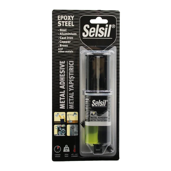 SELSİL EPOXY STEEL METAL ŞIRINGA EPOKSİ YAPIŞTIRICI 28GR. METAL - ÇELİK - ALÜMİNYUM - AHŞAP - PLASTİK (5067) ürün görseli 1