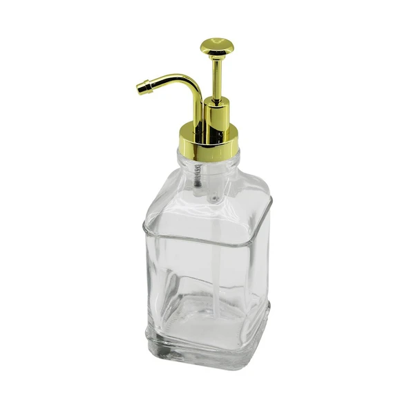 KARE CAM ŞİŞE - ŞEFFAF SIVI SABUNLUK 500ML POMPA - MUSLUK AYRIK MODEL BAŞLI (5067) ürün görseli 1