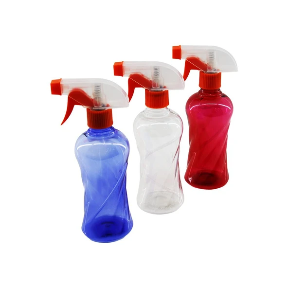 350ML RENKLİ ŞEFFAF UZUN - PLASTİK - BURGULU BOŞ SPREY PÜSKÜRTÜCÜ ŞİŞE (5067) ürün görseli 1
