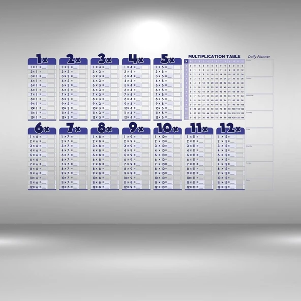 Statik Akıllı Kağıt Ingilizce Çarpım Tablosu 100x56 Cm(1 Adet Silgili Kalemli) (5067) ürün görseli 1