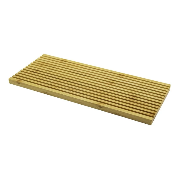 DİKDÖRTGEN ÇİFT TARAFLI=DÜZ - DALGALI OYUK KANALLI AHŞAP BAMBU SUNUM TEPSİ 17X39X1.5CM (5067) ürün görseli 1
