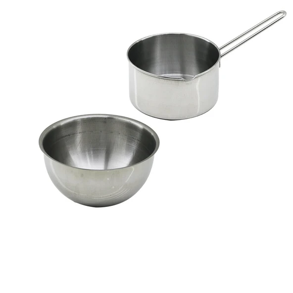 2PCS SET PASLANMAZ ÇELİK CHEFF SÜTLÜK - SOSLUK=14CM - DERİN KAP=17CM (5067) ürün görseli 1