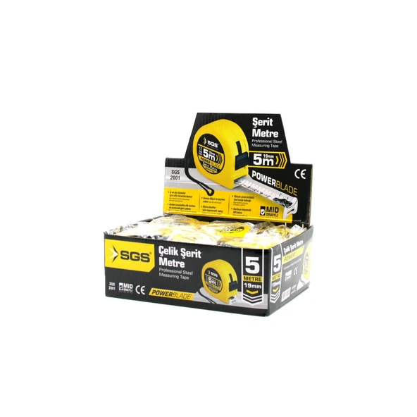12 ADET 5MT X 19MT STOPLU ŞERİT METRE (5067) - Resim 3